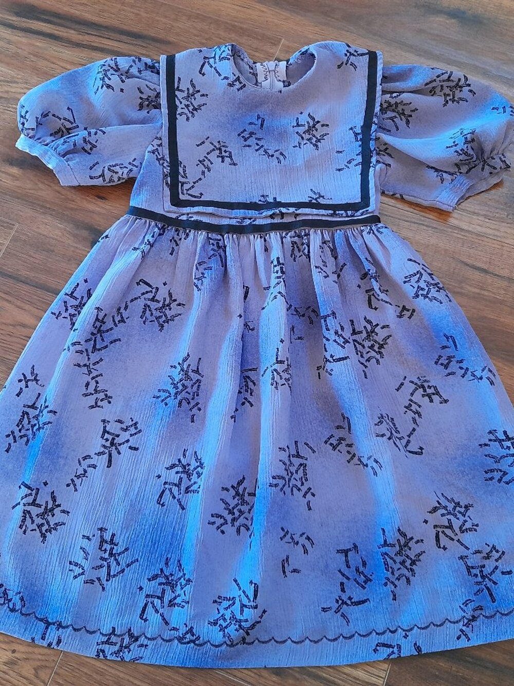 Vintage Baby Toddler Dress with Sailor Collar Handmade Purple Amish Mennonite
